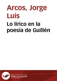 Lo lírico en la poesía de Guillén