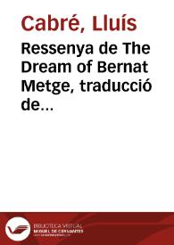 Ressenya de The Dream of Bernat Metge, traducció de Richard Vernier
