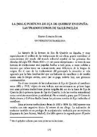 La (mala) fortuna de la Eça de Queiroz en España: las traducciones de Valle-Inclán
