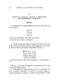 Epigrafía romana, griega y visogótica de Extremadura y Andalucía [Mérida, Solana de los Barros, Itálica]