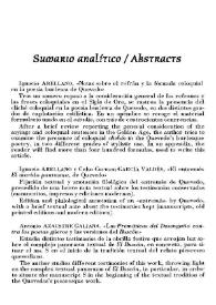 La Perinola : revista de investigación quevediana. Número 1 (1997). Sumario analítico-Abstracts