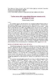 Varias notas sobre arqueología hispano-romana en la provincia de León