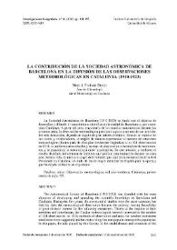 La contribución de la Sociedad Astronómica de Barcelona en la difusión de las observaciones meteorológicas en Catalunya (1910-1923)