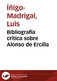 Bibliografía crítica sobre Alonso de Ercilla