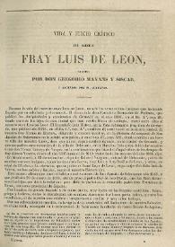 Vida y juicio crítico del maestro Fray Luis de León