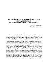 'La poesía moderna, modernísima, poesía, quizás, del futuro'. Los orígenes del simbolismo en España