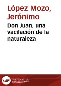 Don Juan, una vacilación de la naturaleza