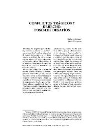 Conflictos trágicos y Derecho. Posibles desafíos