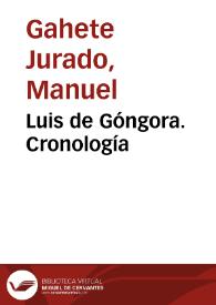 Luis de Góngora. Cronología