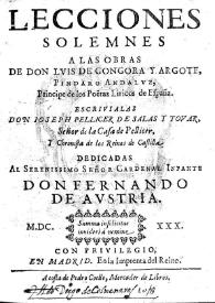 Lecciones solemnes a las obras de Don Luis de Góngora y Argote...