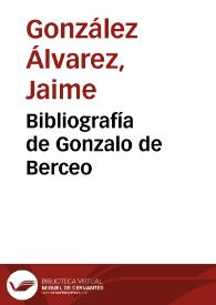 Bibliografía de Gonzalo de Berceo