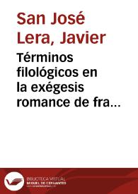 Términos filológicos en la exégesis romance de fray Luis de León