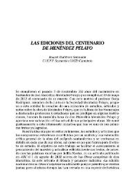 Las ediciones del centenario de Menéndez Pelayo