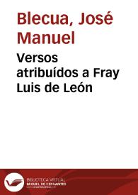 Versos atribuídos a Fray Luis de León