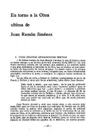 En torno a la Obra última de Juan Ramón Jiménez