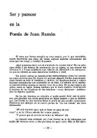 Ser y parecer en la poesía de Juan Ramón