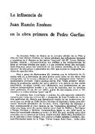 La influencia de Juan Ramón Jiménez en la obra primera de Pedro Garfias