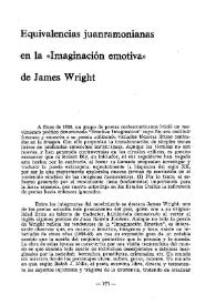 Equivalencias juanramonianas en la imaginación emotiva de James Wright