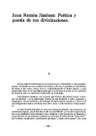 Juan Ramón Jiménez, poética y poesía de sus divinizaciones