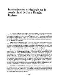 Interiorización e ideología en la poesía final de Juan Ramón Jiménez