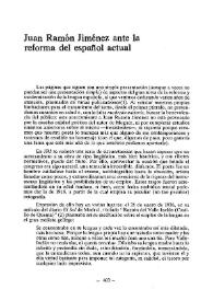 Juan Ramón Jiménez ante la reforma del español actual