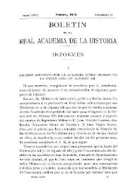 Informe aprobado por la Academia sobre ingreso en la Orden Civil de Alfonso XII