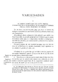 El librito autógrafo de Santa Teresa conservado en su monasterio de Salamanca y copiado por el P. Francisco de Ribera