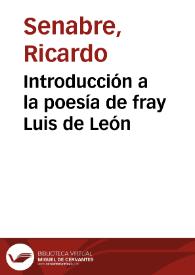 Introducción a la poesía de fray Luis de León