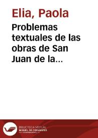 Problemas textuales de las obras de San Juan de la Cruz: El Cántico B