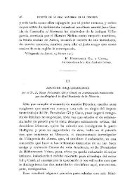 Apuntes arqueológicos, por el Sr. D. Juan Fernández Gil y Casal, en comunicación manuscrita que ha dirigido a la Real Academia de la Historia