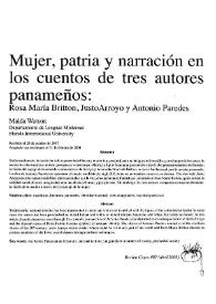Mujer, patria y narración en los cuentos de tres autores panameños: Rosa María Britton, Justo Arroyo y Antonio Paredes