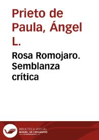 Rosa Romojaro. Semblanza crítica
