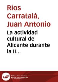La actividad cultural de Alicante durante la II República
