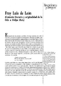 Fray Luis de León (Contexto literario y originalidad de la 