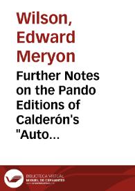 Further Notes on the Pando Editions of Calderón's 