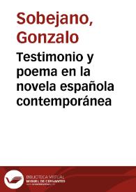 Testimonio y poema en la novela española contemporánea