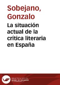 La situación actual de la crítica literaria en España