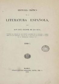 Historia crítica de la literatura española. Tomo I