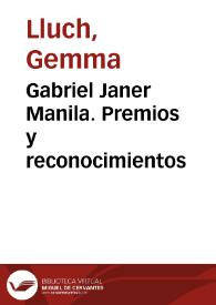 Gabriel Janer Manila. Premios y reconocimientos