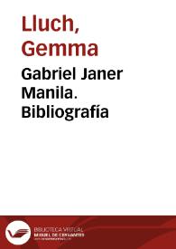 Gabriel Janer Manila. Bibliografía