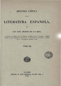 Historia crítica de la literatura española. Tomo III