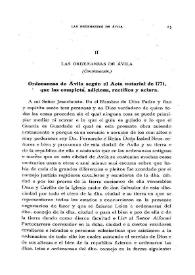 Las Ordenanzas de Ávila (Continuación). Tomo 72 (1918)