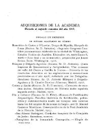 Adquisiciones de la Academia durante el segundo semestre del año 1917
