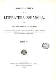 Historia crítica de la literatura española. Tomo IV