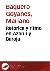 Retórica y ritmo en Azorín y Baroja