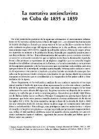 La narrativa antiesclavista en Cuba de 1835 a 1839