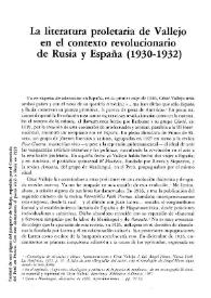 La literatura proletaria de Vallejo en el contexto revolucionario de Rusia y España (1930-1932)