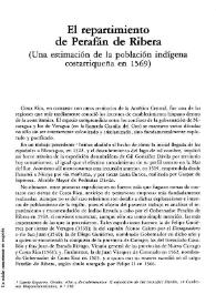 El repartimiento de Perafán de Ribera (Una estimación de la población indígena costarriqueña en 1569)