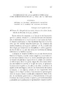 Incorporación de las Academias americanas como correspondientes de la Real de la Historia [Colombia]