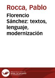 Florencio Sánchez: textos, lenguaje, modernización